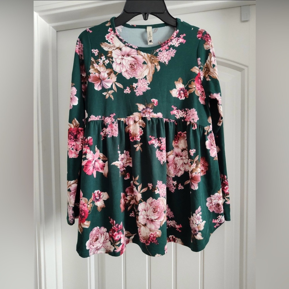 Girl’s L Pomelo Floral Green Tunic
